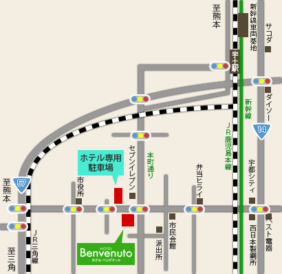 ホテルベンデナートまでの地図